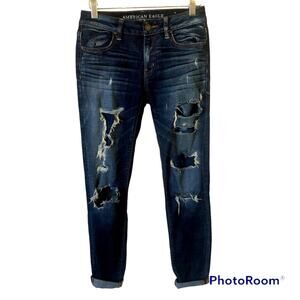 American Eagle Factory Destroyed Dark Denim Stretch Jegging Jeans Woman’s Size 0